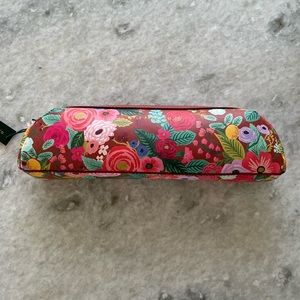 Rifle Paper Co. “Garden Party” cosmetic pencil case 2.5” high x 9” long
